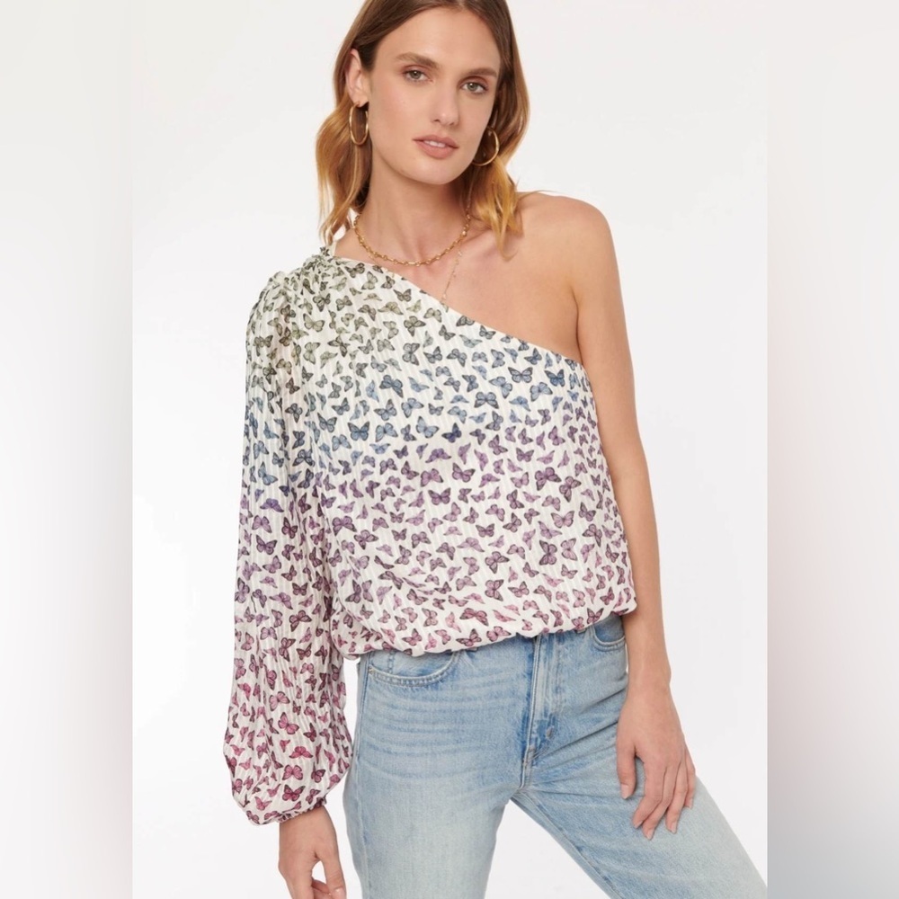 CAMI NYC Lenore Top Butterfly Print medium blouse